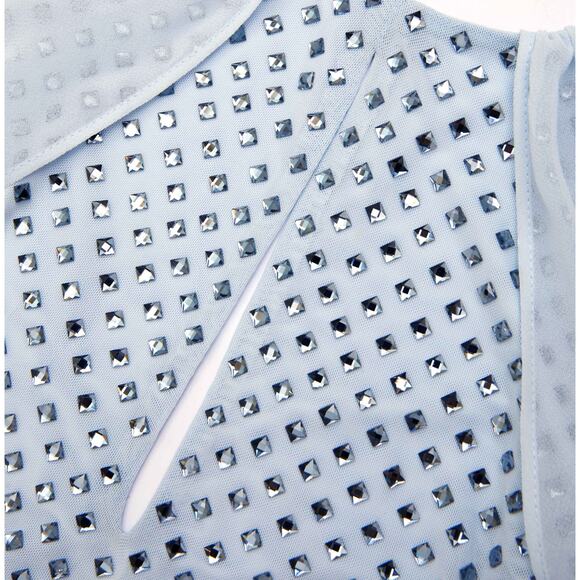 Self-Portrait Pale Blue Rhinestone Cape Maxi Dress US 2 - Picture 5 of 5